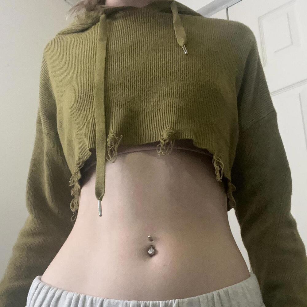 cropped hoodie distressed grunge emo - Picture 3 of 3
